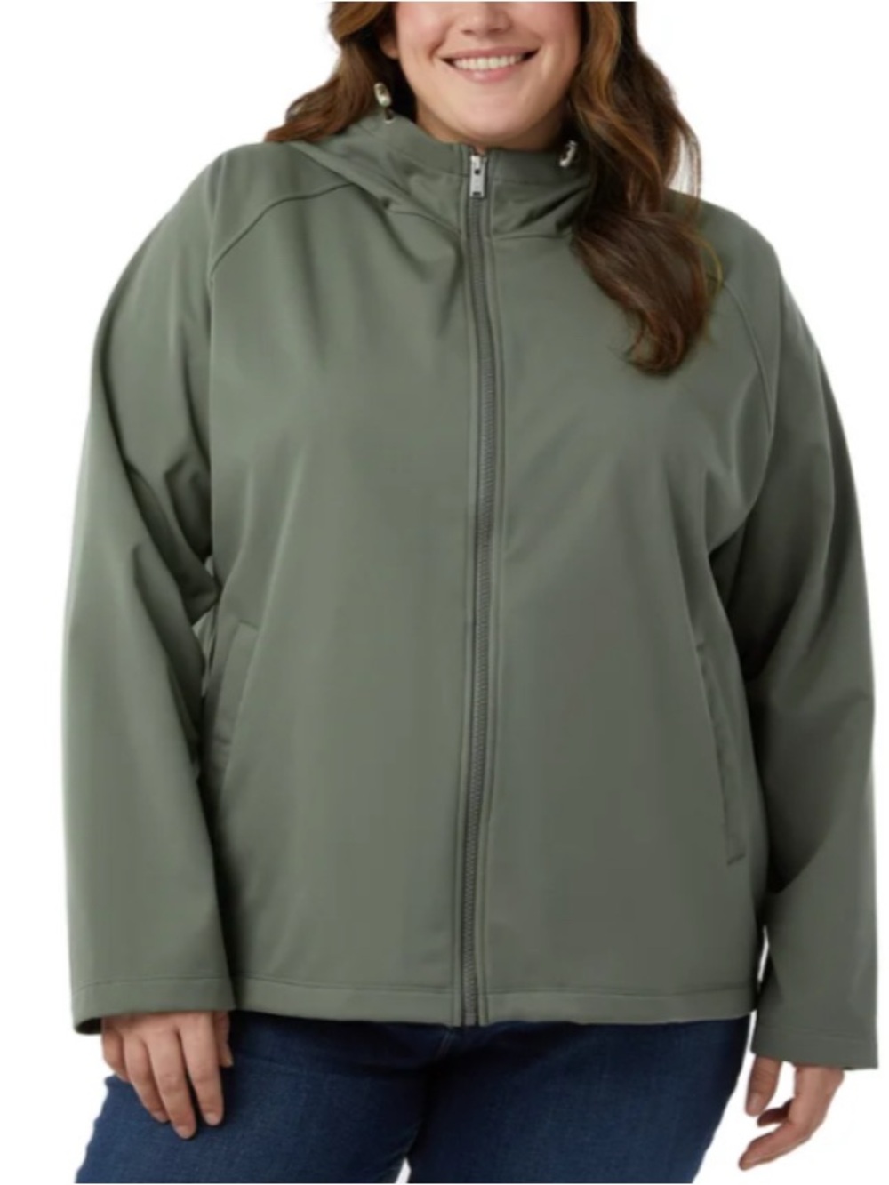 32 Degrees Green Jacket XXL Women’s Full Zip Softshell Hooded with Pockets